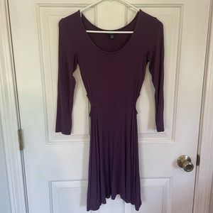 American Eagle Soft and Sexy Purple Long Sleeve Dress with Side Cut Outs